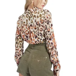 Chemise manche longue femme Guess wild Leopard - ZESHOES