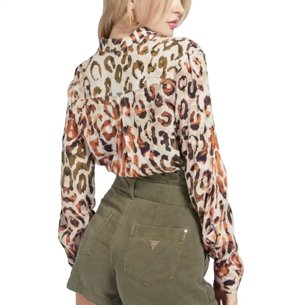 Chemise manche longue femme Guess wild Leopard - ZESHOES
