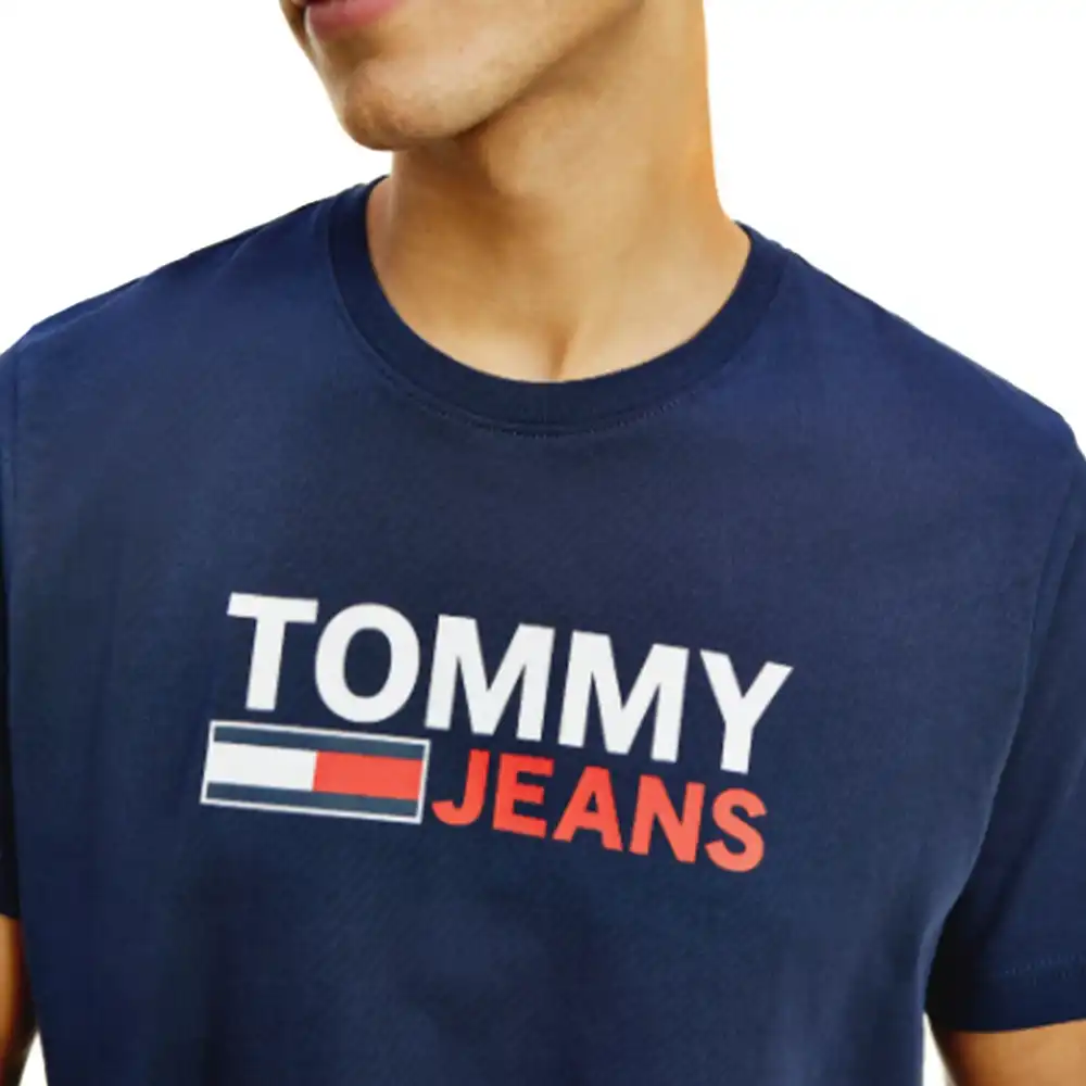 T shirt manche courte homme Tommy Jeans Corp logo Bleu - ZESHOES T shirt manche courte homme Tommy Jeans Corp logo Bleu - ZESHOES