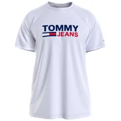 T shirt manche courte homme Tommy Jeans Corp logo Blanc - ZESHOES