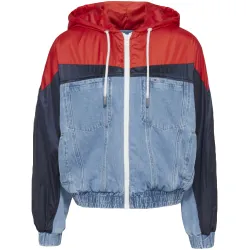 Veste femme Tommy Jeans Hoodie elastictd crop Jeans - ZESHOES Veste femme Tommy Jeans Hoodie elastictd crop Jeans - ZESHOES