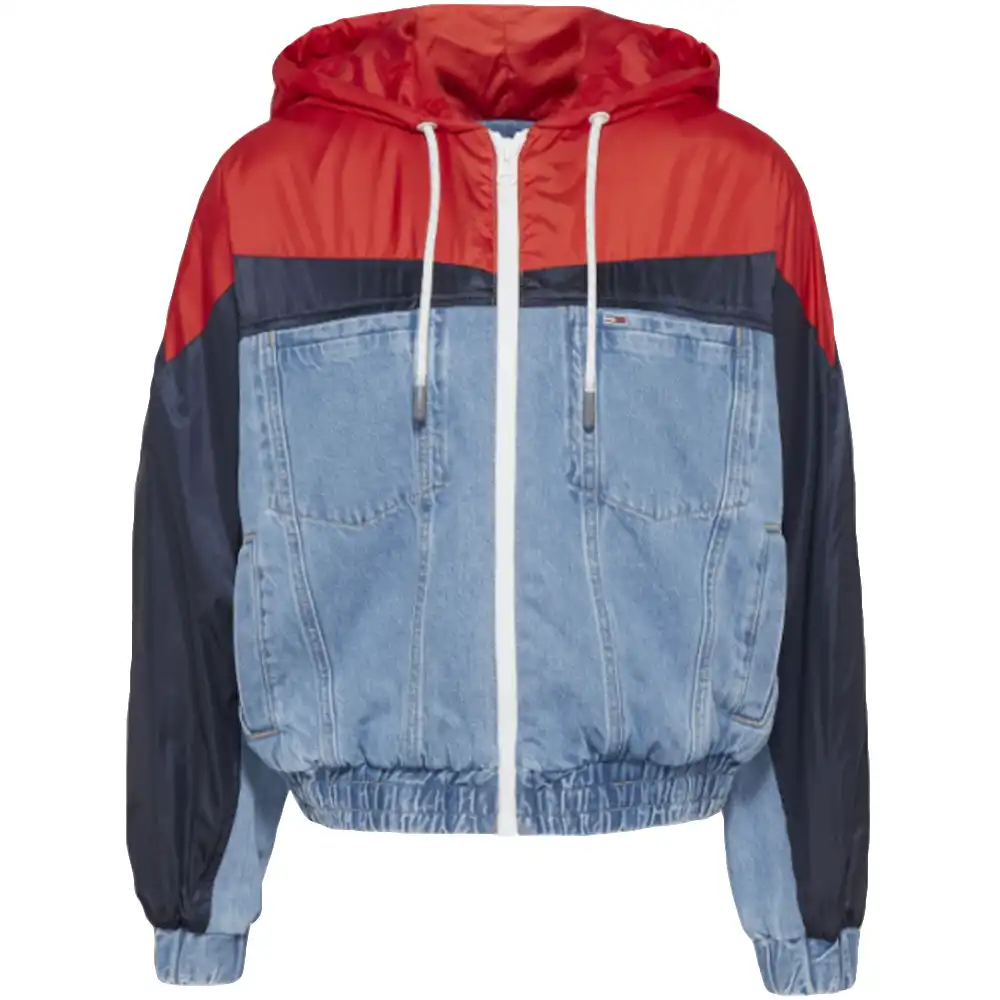 Veste femme Tommy Jeans Hoodie elastictd crop Jeans - ZESHOES Veste femme Tommy Jeans Hoodie elastictd crop Jeans - ZESHOES