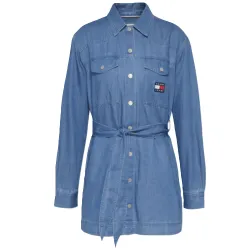 Veste jean femme Tommy Jeans Boyfriend belted overskirt Jeans - ZESHOES Veste jean femme Tommy Jeans Boyfriend belted overskirt Jeans - ZESHOES