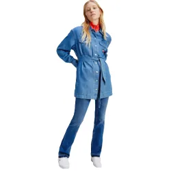 Veste jean femme Tommy Jeans Boyfriend belted overskirt Jeans - ZESHOES Veste jean femme Tommy Jeans Boyfriend belted overskirt Jeans - ZESHOES