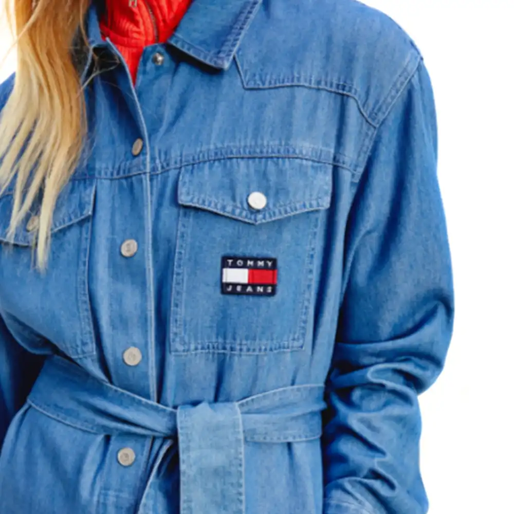 Veste jean femme Tommy Jeans Boyfriend belted overskirt Jeans - ZESHOES Veste jean femme Tommy Jeans Boyfriend belted overskirt Jeans - ZESHOES