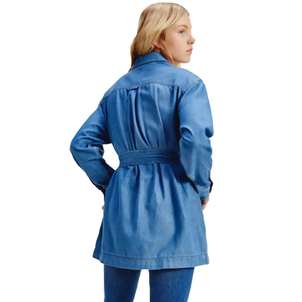 Veste jean femme Tommy Jeans Boyfriend belted overskirt Jeans - ZESHOES Veste jean femme Tommy Jeans Boyfriend belted overskirt Jeans - ZESHOES