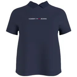 Tee shirt manche courte femme Tommy Jeans Regular linear logo Bleu - ZESHOES Tee shirt manche courte femme Tommy Jeans Regular linear logo Bleu - ZESHOES