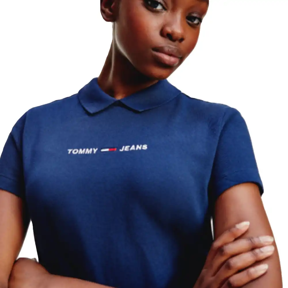 Robe femme Tommy Jeans Essential Bleu - ZESHOES Robe femme Tommy Jeans Essential Bleu - ZESHOES