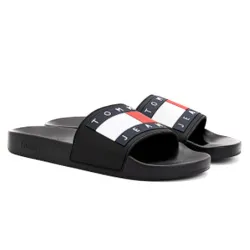 Claquette homme Tommy Jeans Flag logo Noir - ZESHOES Claquette homme Tommy Jeans Flag logo Noir - ZESHOES