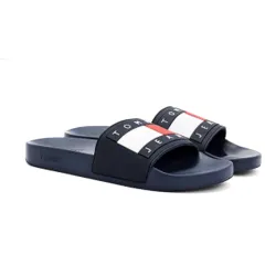 Claquette homme Tommy Jeans Flag logo Bleu - ZESHOES Claquette homme Tommy Jeans Flag logo Bleu - ZESHOES