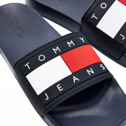 Claquette homme Tommy Jeans Flag logo Bleu - ZESHOES Claquette homme Tommy Jeans Flag logo Bleu - ZESHOES