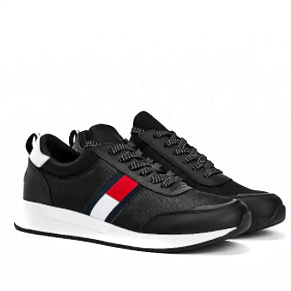 Basket basse homme Tommy Jeans Little flag Noir - ZESHOES