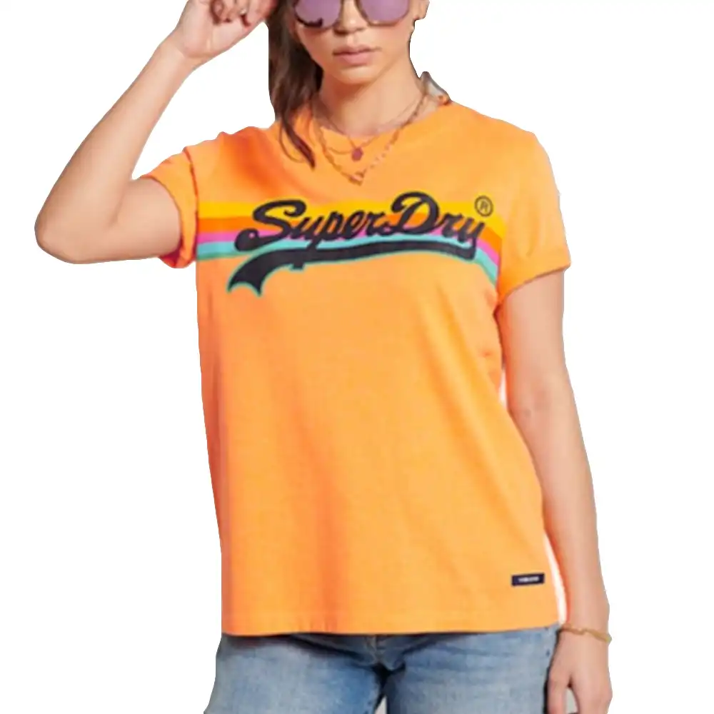 Tee shirt manche courte femme Superdry Logo vintage Orange - ZESHOES