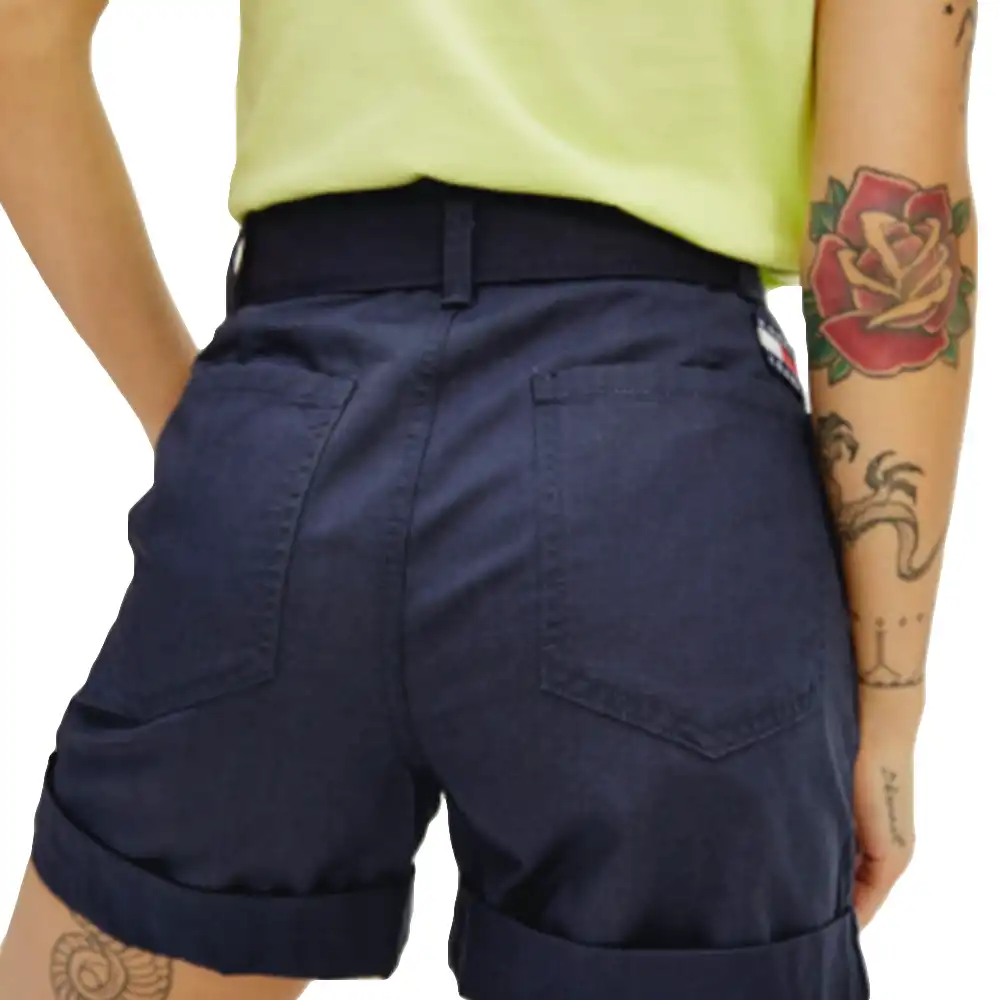 Short femme Tommy Jeans Mom belted Bleu - ZESHOES