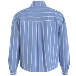 Chemise manche longue femme Tommy Jeans Relaxed front knot Bleu - ZESHOES Chemise manche longue femme Tommy Jeans Relaxed front knot Bleu - ZESHOES