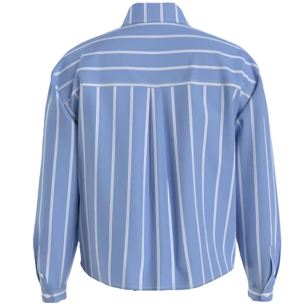 Chemise manche longue femme Tommy Jeans Relaxed front knot Bleu - ZESHOES Chemise manche longue femme Tommy Jeans Relaxed front knot Bleu - ZESHOES