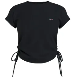 Tee shirt manche courte femme Tommy Jeans Regular side knot Noir - ZESHOES