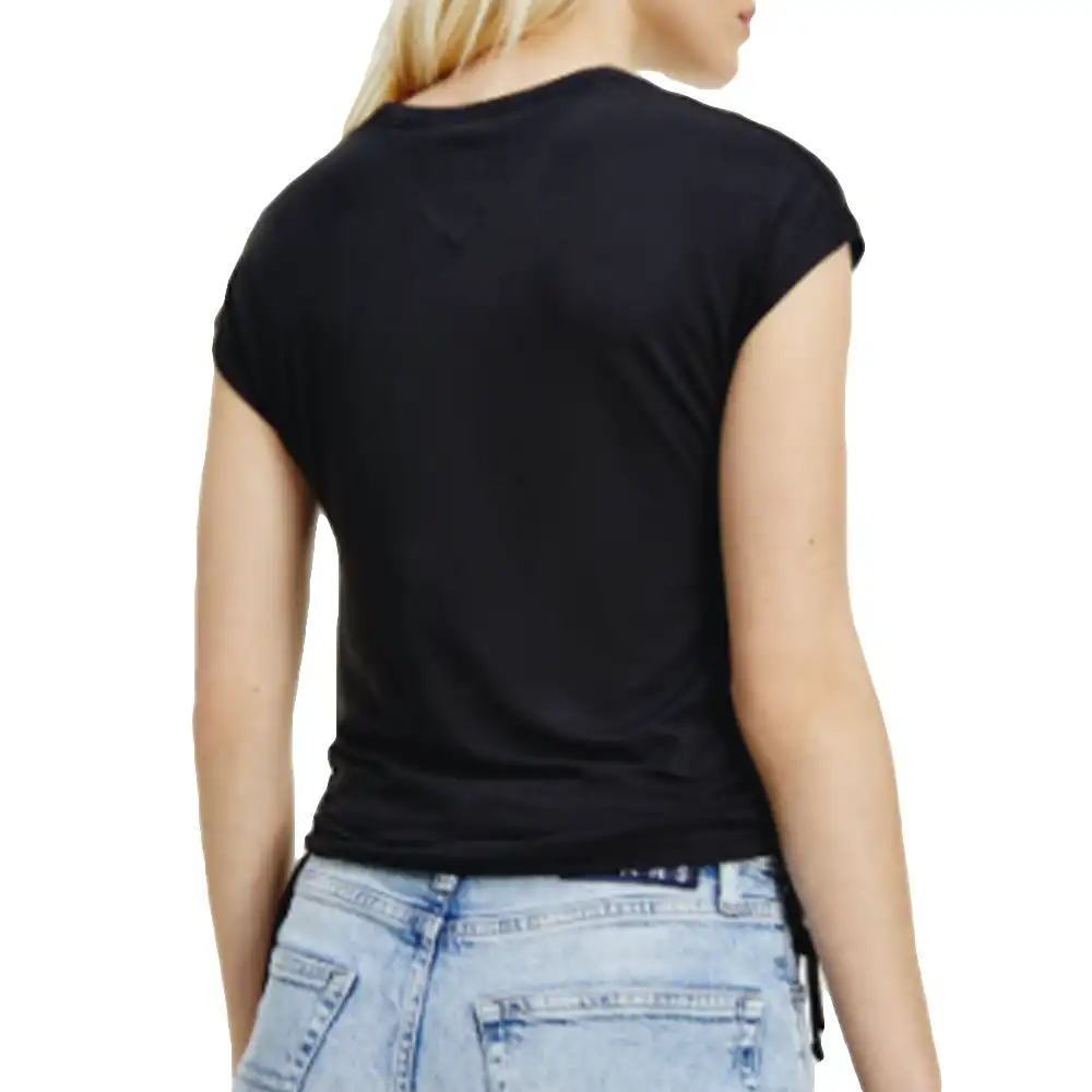 Tee shirt manche courte femme Tommy Jeans Regular side knot Noir - ZESHOES