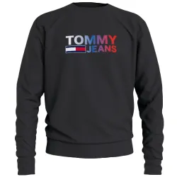 Sweat shirt homme Tommy Jeans Ombre corp logo crew Noir - ZESHOES Sweat shirt homme Tommy Jeans Ombre corp logo crew Noir - ZESHOES