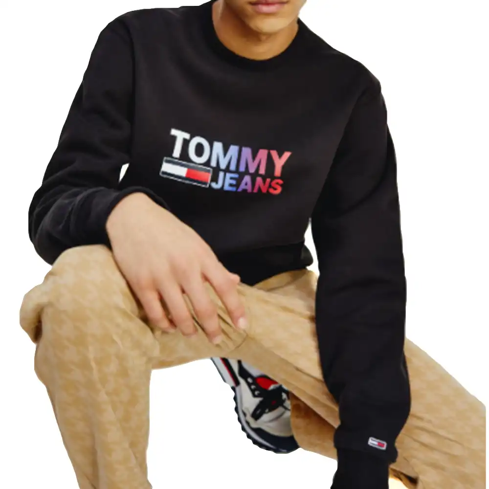 Sweat shirt homme Tommy Jeans Ombre corp logo crew Noir - ZESHOES
