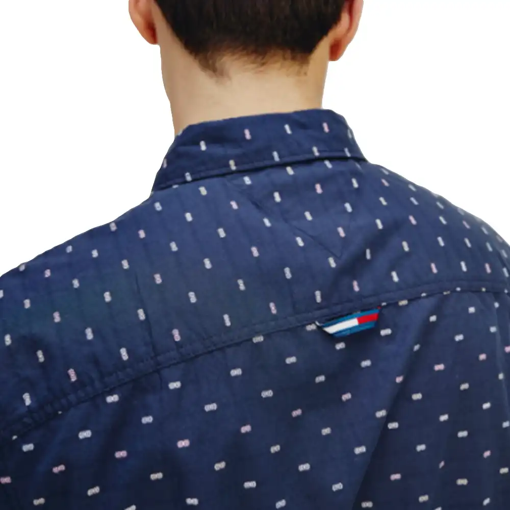 Chemise manches courtes homme Tommy Jeans Short sleeve dobby Bleu - ZESHOES