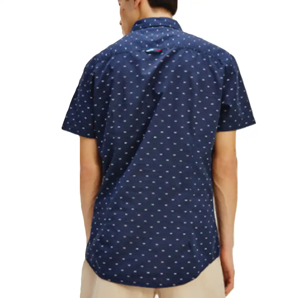 Chemise manches courtes homme Tommy Jeans Short sleeve dobby Bleu - ZESHOES