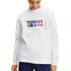 Sweat shirt homme Tommy Jeans Ombre corp logo Blanc - ZESHOES Sweat shirt homme Tommy Jeans Ombre corp logo Blanc - ZESHOES