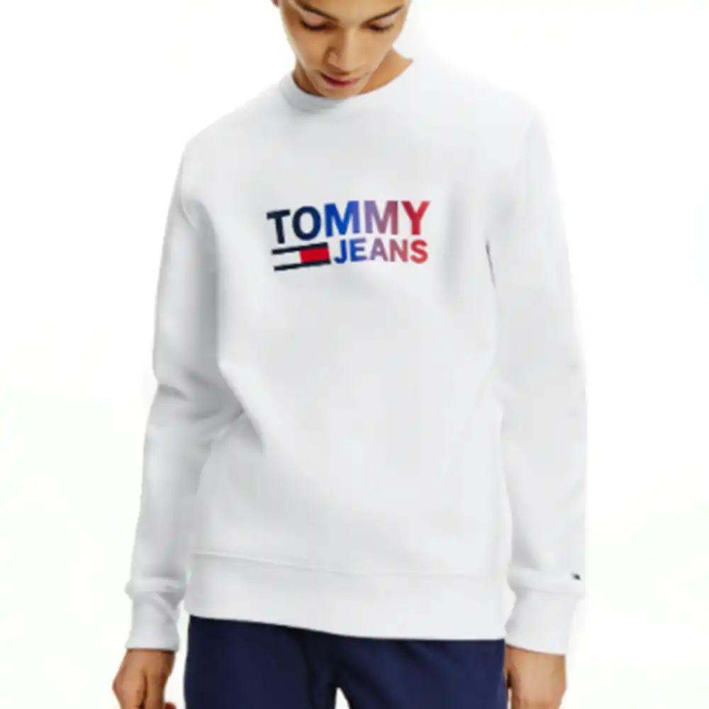 Sweat shirt homme Tommy Jeans Ombre corp logo Blanc - ZESHOES