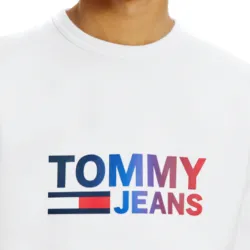 Sweat shirt homme Tommy Jeans Ombre corp logo Blanc - ZESHOES Sweat shirt homme Tommy Jeans Ombre corp logo Blanc - ZESHOES