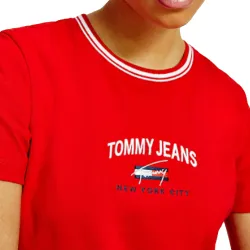 Tee shirt manche courte femme Tommy Jeans Coton bio Rouge - ZESHOES