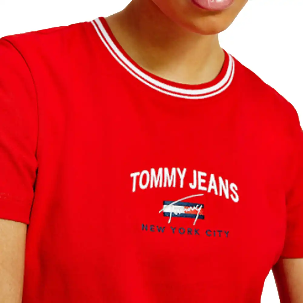 Tee shirt manche courte femme Tommy Jeans Coton bio Rouge - ZESHOES