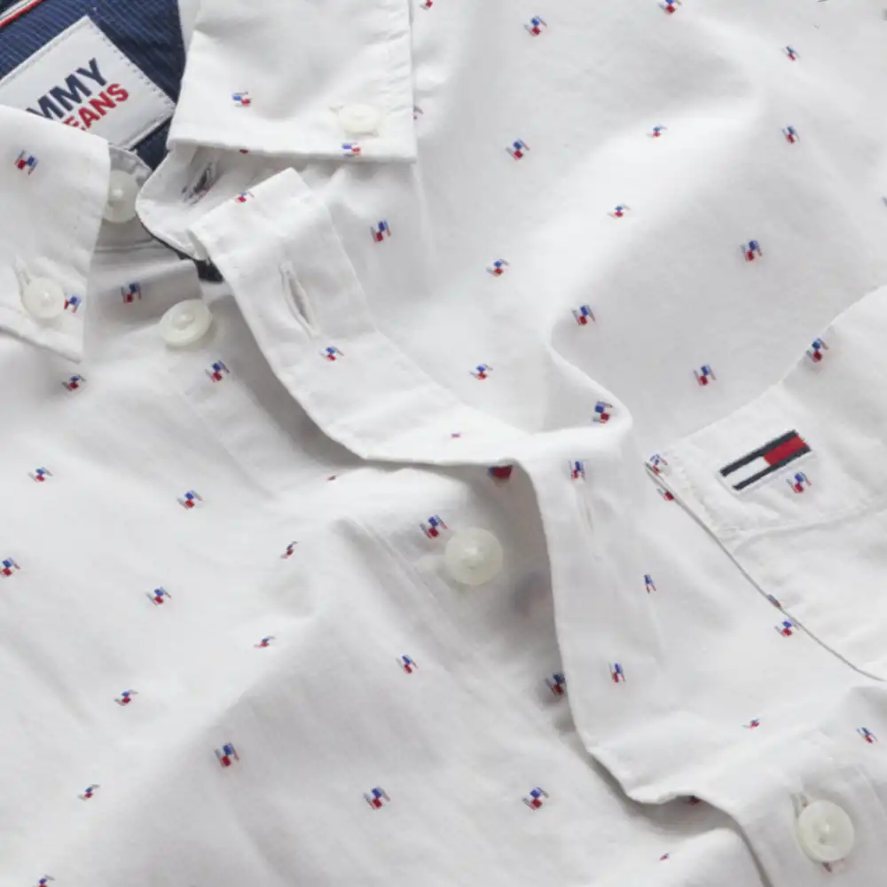 Chemise manches longues homme Tommy Jeans Unlimited flag Blanc - ZESHOES Chemise manches longues homme Tommy Jeans Unlimited flag Blanc - ZESHOES