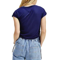 Tee shirt manche courte femme Tommy Jeans Style noué Bleu - ZESHOES Tee shirt manche courte femme Tommy Jeans Style noué Bleu - ZESHOES