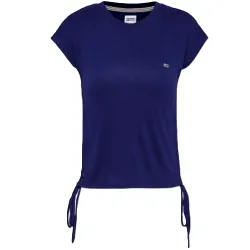 Tee shirt manche courte femme Tommy Jeans Style noué Bleu - ZESHOES Tee shirt manche courte femme Tommy Jeans Style noué Bleu - ZESHOES