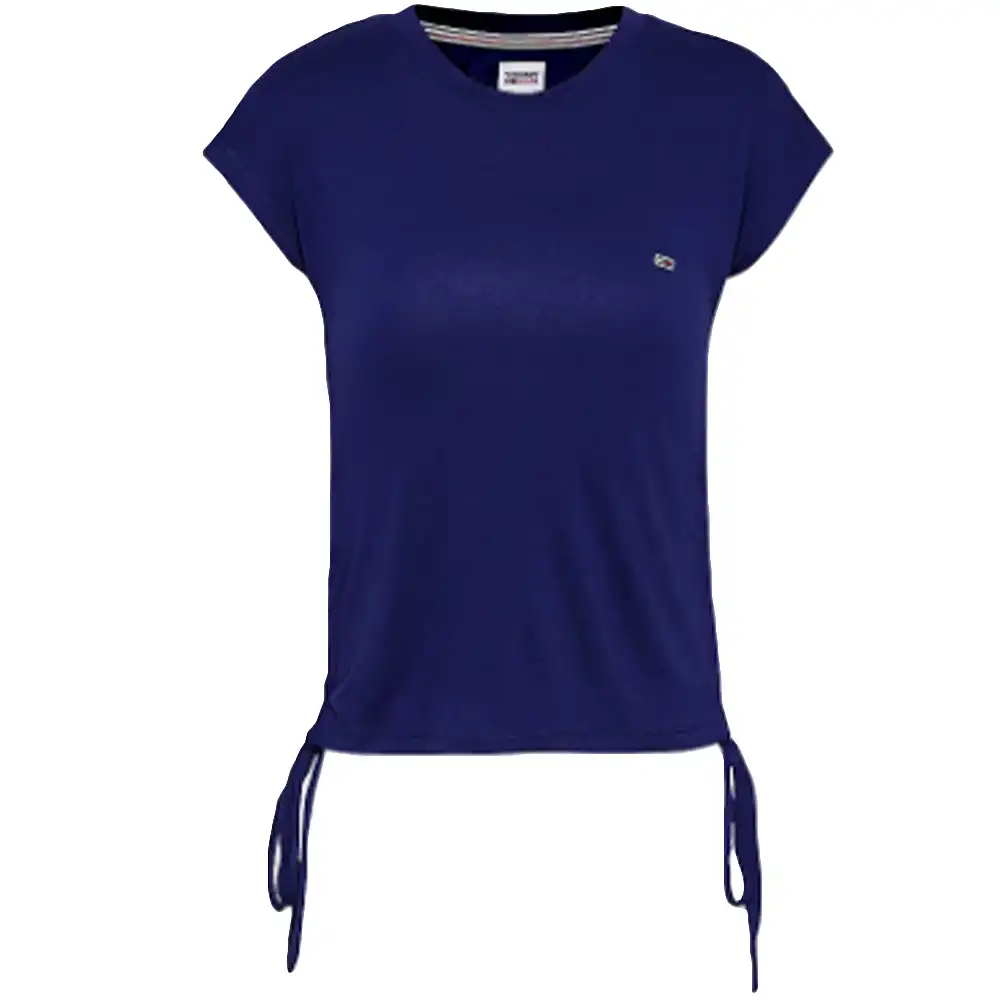 Tee shirt manche courte femme Tommy Jeans Style noué Bleu - ZESHOES Tee shirt manche courte femme Tommy Jeans Style noué Bleu - ZESHOES
