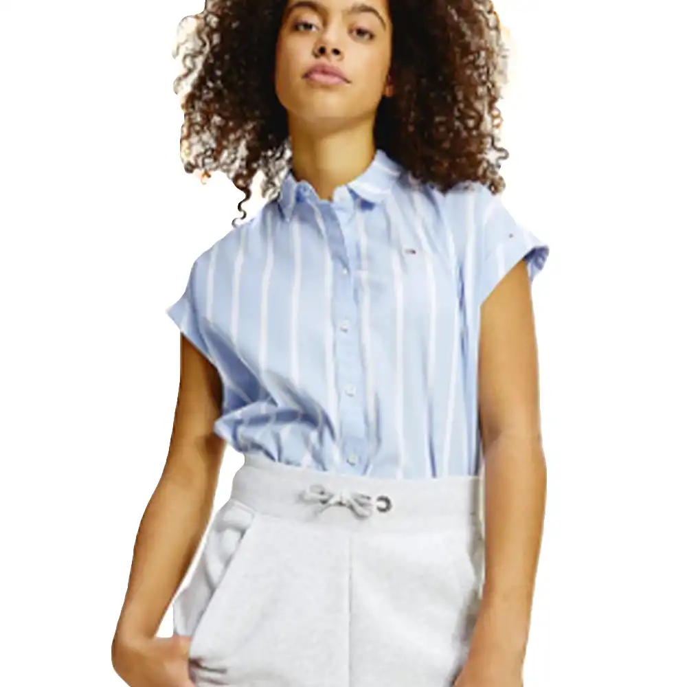 Chemise manche courte femme Tommy Jeans Style décontracté Bleu - ZESHOES