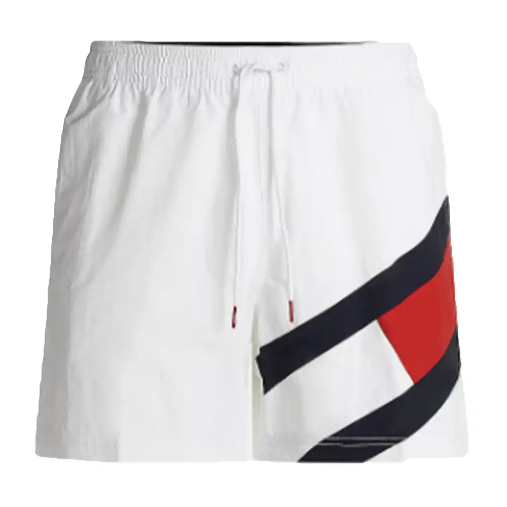 Short de bain homme Tommy Jeans Flag logo Blanc - ZESHOES Short de bain homme Tommy Jeans Flag logo Blanc - ZESHOES