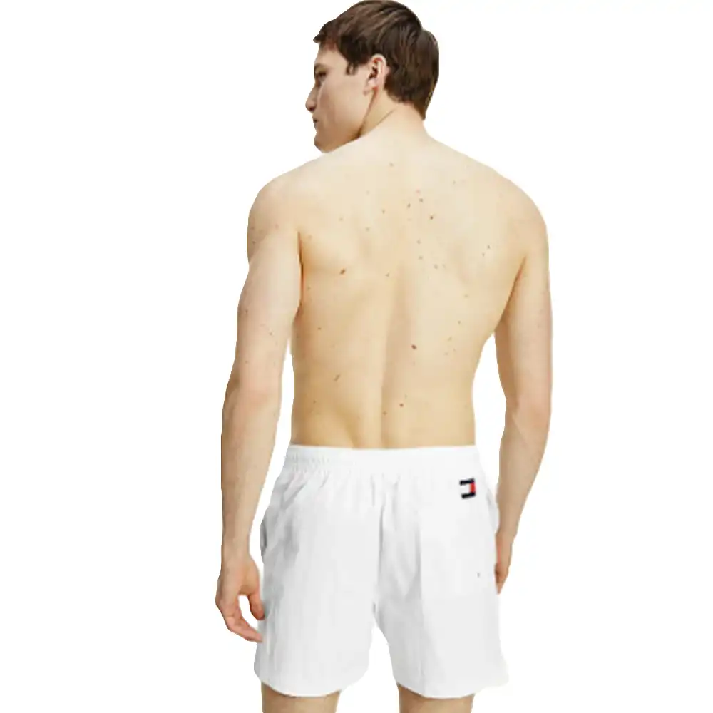 Short de bain homme Tommy Jeans Flag logo Blanc - ZESHOES Short de bain homme Tommy Jeans Flag logo Blanc - ZESHOES