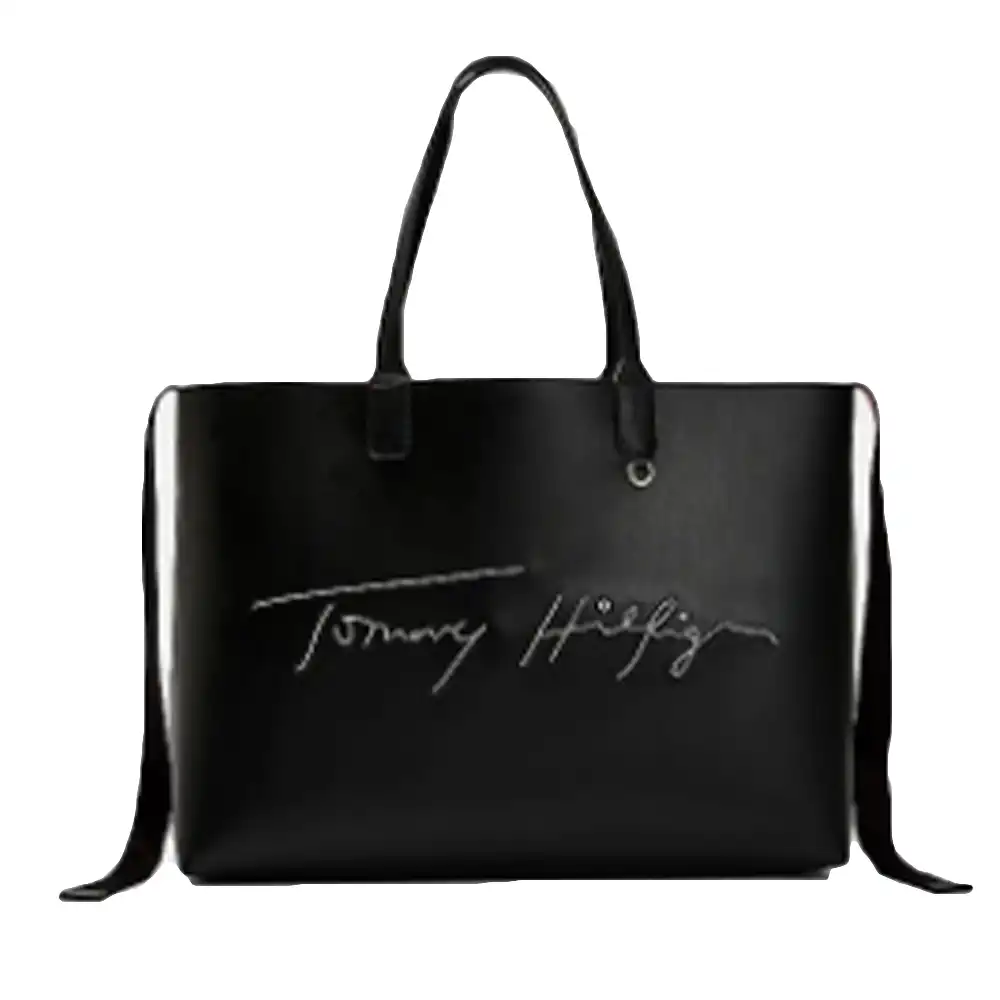 Sac a main femme Tommy Jeans Style signature brodé Noir - ZESHOES