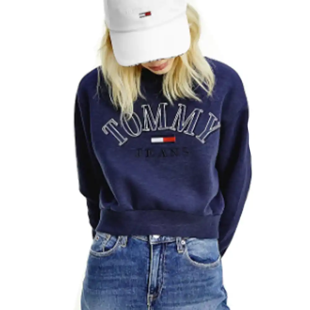 Sweat shirt femme Tommy Jeans Big logo Bleu - ZESHOES