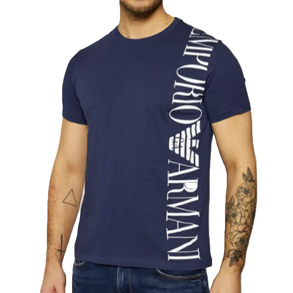 T shirt manche courte homme Emporio Armani Regular Bleu - ZESHOES