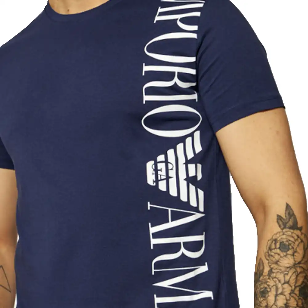 T shirt manche courte homme Emporio Armani Regular Bleu - ZESHOES T shirt manche courte homme Emporio Armani Regular Bleu - ZESHOES