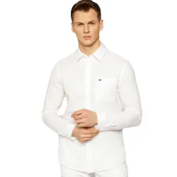 Chemise manches longues homme Tommy Jeans Litle flag Blanc - ZESHOES Chemise manches longues homme Tommy Jeans Litle flag Blanc - ZESHOES