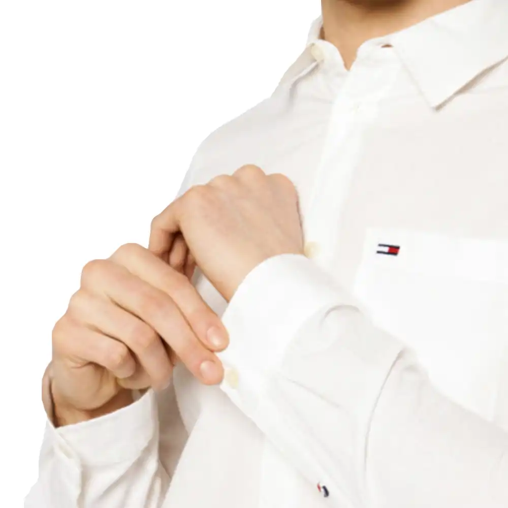 Chemise manches longues homme Tommy Jeans Litle flag Blanc - ZESHOES Chemise manches longues homme Tommy Jeans Litle flag Blanc - ZESHOES