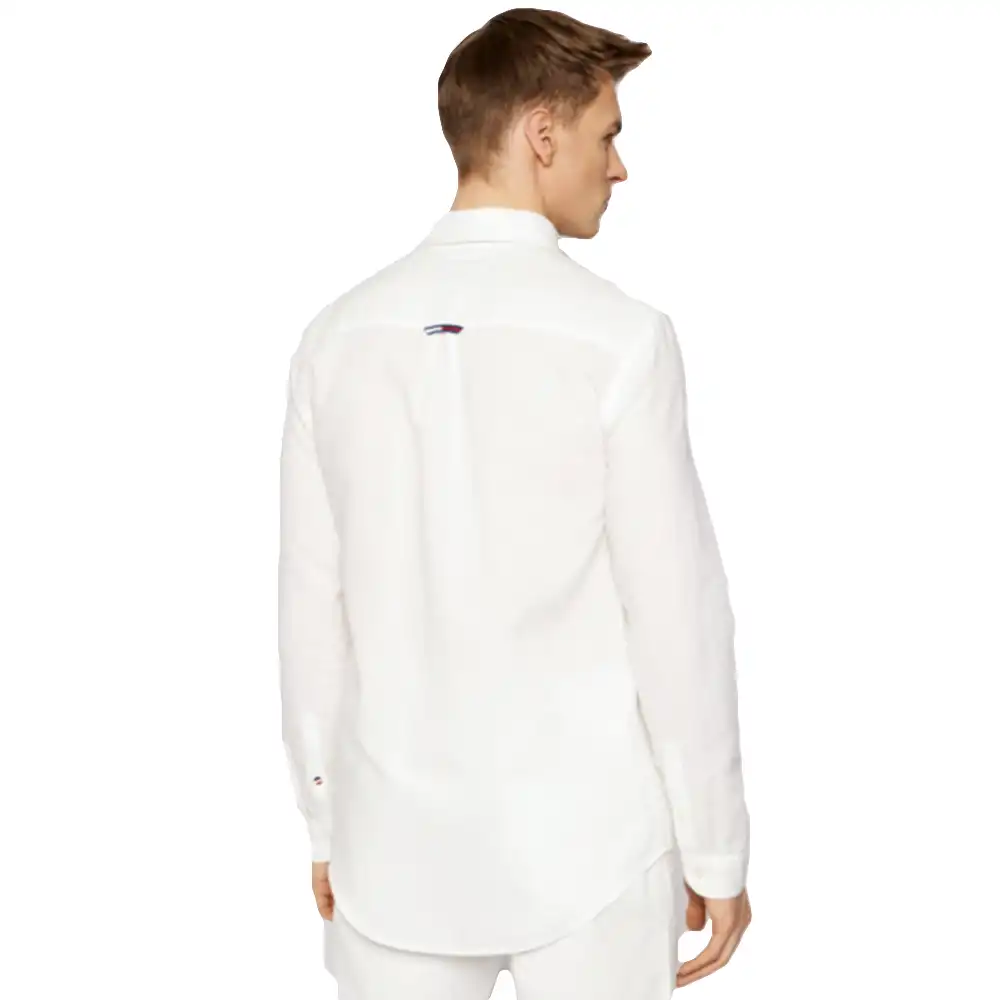Chemise manches longues homme Tommy Jeans Litle flag Blanc - ZESHOES Chemise manches longues homme Tommy Jeans Litle flag Blanc - ZESHOES