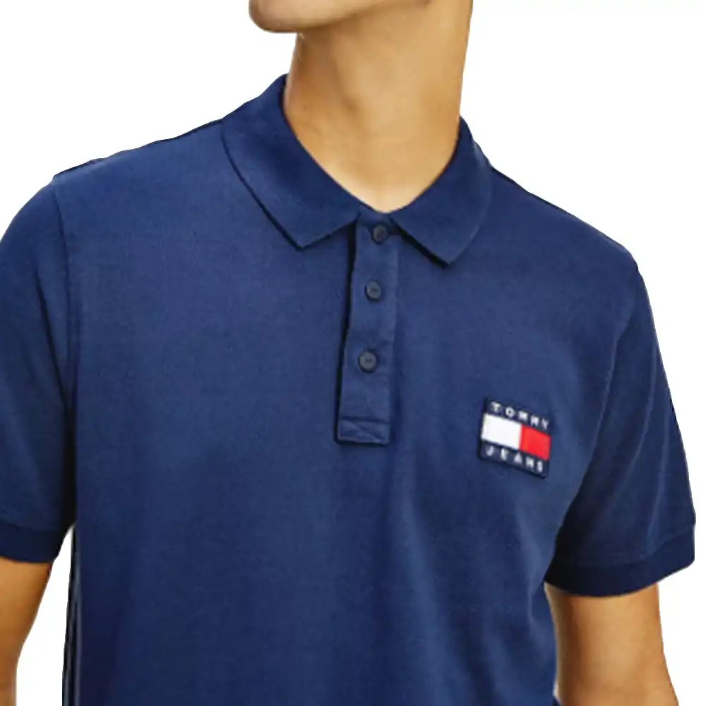 Polo manche courte Tommy Jeans Classic badge Bleu - ZESHOES Polo manche courte Tommy Jeans Classic badge Bleu - ZESHOES