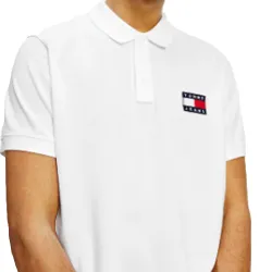 Polo manche courte Tommy Jeans Classic badge Blanc - ZESHOES