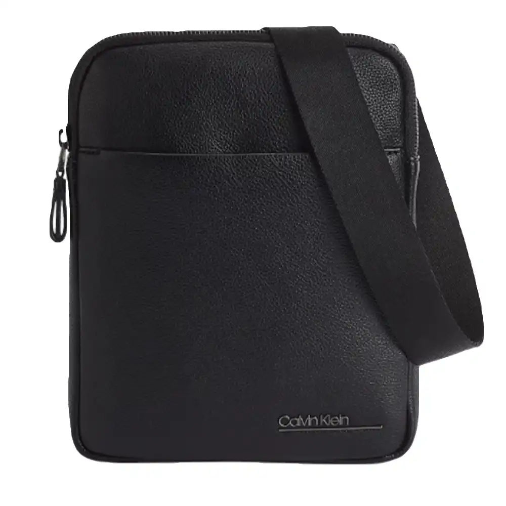 Sac a bandouliere homme Calvin Klein Style plat Noir - ZESHOES