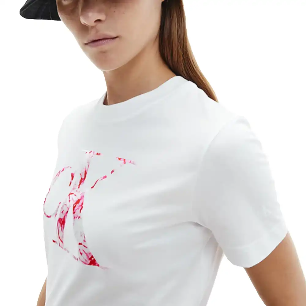 Tee shirt manche courte femme Calvin Klein Big logo classic Blanc - ZESHOES