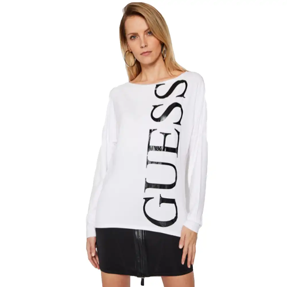 Tee shirt manche longue femme Guess Style chemisier Blanc - ZESHOES